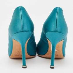 Manolo Blahnik Teal Satin Hangisi Pumps Size 37.5