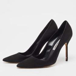 Pre Owned Manolo Blahnik Black Suede BB Pumps Size 38