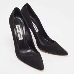 Pre Owned Manolo Blahnik Black Suede BB Pumps Size 38