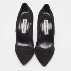 Pre Owned Manolo Blahnik Black Suede BB Pumps Size 38