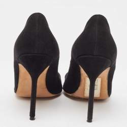 Pre Owned Manolo Blahnik Black Suede BB Pumps Size 38