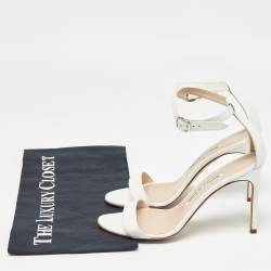 Pre Owned Manolo Blahnik White Leather Chaos Sandals Size 36