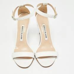 Pre Owned Manolo Blahnik White Leather Chaos Sandals Size 36