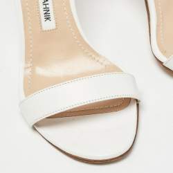 Pre Owned Manolo Blahnik White Leather Chaos Sandals Size 36