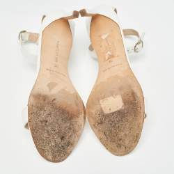 Pre Owned Manolo Blahnik White Leather Chaos Sandals Size 36