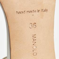 Pre Owned Manolo Blahnik White Leather Chaos Sandals Size 36