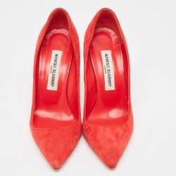 Pre Owned Manolo Blahnik Red Suede BB Pumps Size 36.5