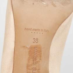 Pre Owned Manolo Blahnik Beige Satin Pearl Embellished Pumps Size 38