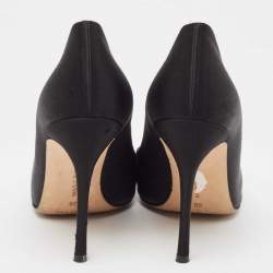 Pre Owned Manolo Blahnik Black Satin Crystal Embellished Pumps Size 39