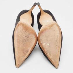 Pre Owned Manolo Blahnik Black Satin Crystal Embellished Pumps Size 39