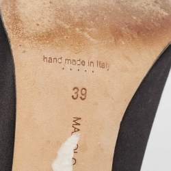 Pre Owned Manolo Blahnik Black Satin Crystal Embellished Pumps Size 39