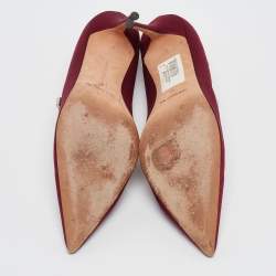 Pre Owned Manolo Blahnik Burgundy Satin Nadira Pumps Size 39