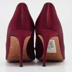 Pre Owned Manolo Blahnik Burgundy Satin Nadira Pumps Size 39