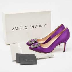 Manolo Blahnik Purple Satin Hangisi Pumps Size 35.5