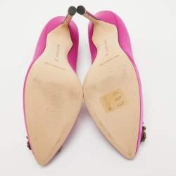 Pre Owned Manolo Blahnik Pink Satin Hangisi Pumps Size 36