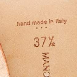 Pre Owned Manolo Blahnik Beige Satin Hangisi Pumps Size 37.5