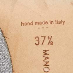 Pre Owned Manolo Blahnik Silver Glitter Hangisi Pumps Size 37.5