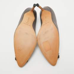 Manolo Blahnik Grey Satin Hangisi Pumps Size 37.5