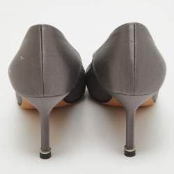 Manolo Blahnik Grey Satin Hangisi Pumps Size 37.5