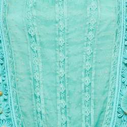Manoush Sea Green Embellished Silk Ruffle Detail Short Dress S