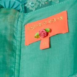 Manoush Sea Green Embellished Silk Ruffle Detail Short Dress S