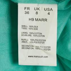 Manoush Sea Green Embellished Silk Ruffle Detail Short Dress S