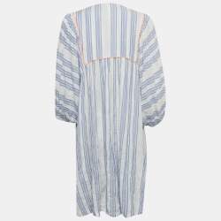 Pre Owned Manoush Blue/White Striped Cotton Loose Fit Dress S