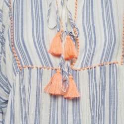 Pre Owned Manoush Blue/White Striped Cotton Loose Fit Dress S
