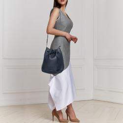 Mansur Gavriel Navy Blue Leather Bucket Bag 
