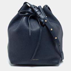 Mansur Gavriel Navy Blue Leather Bucket Bag 