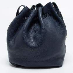 Mansur Gavriel Navy Blue Leather Bucket Bag 
