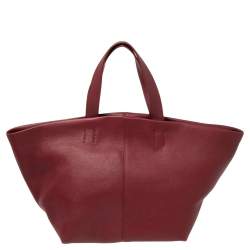 Pre Owned Mansur Gavriel Burgundy Leather Tulipano Tote