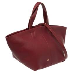 Pre Owned Mansur Gavriel Burgundy Leather Tulipano Tote