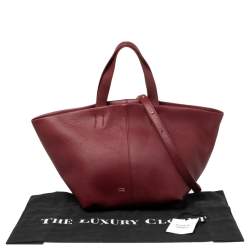 Pre Owned Mansur Gavriel Burgundy Leather Tulipano Tote