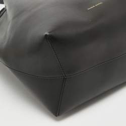 Mansur Gavriel Black Leather  Drawstring Bucket Bag
