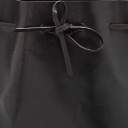 Mansur Gavriel Black Glossy Leather Drawstring Bucket Bag