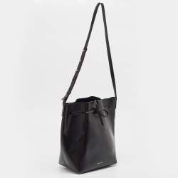 Mansur Gavriel Black Glossy Leather Drawstring Bucket Bag