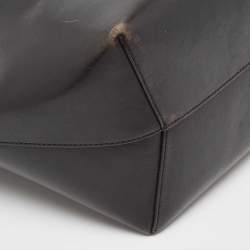 Mansur Gavriel Black Glossy Leather Drawstring Bucket Bag
