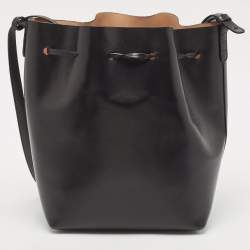 Mansur Gavriel Black Leather Large Drawstring Bucket Bag