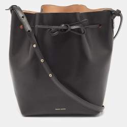 Mansur Gavriel Black Leather Large Drawstring Bucket Bag