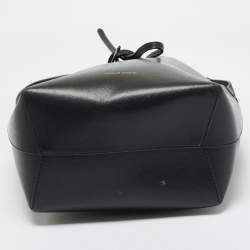 Pre Owned Mansur Gavriel Black Leather Drawstring Bucket Bag