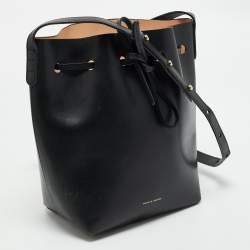 Pre Owned Mansur Gavriel Black Leather Drawstring Bucket Bag