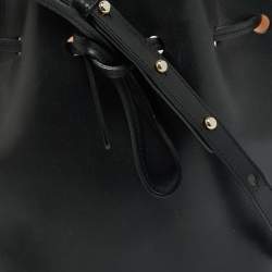Pre Owned Mansur Gavriel Black Leather Drawstring Bucket Bag
