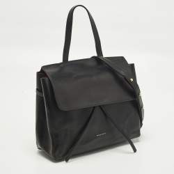 Pre Owned Mansur Gavriel Lady Flap Black Leather Top Handle Bag