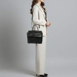 Pre Owned Mansur Gavriel Lady Flap Black Leather Top Handle Bag