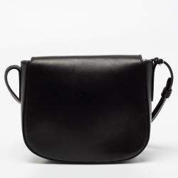 Pre Owned Mansur Gavriel Black Leather Mini Flap Crossbody Bag