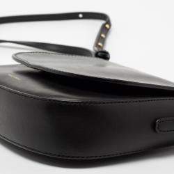 Pre Owned Mansur Gavriel Black Leather Mini Flap Crossbody Bag