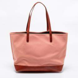 Mansur Gavriel Peach/Brown Canvas and Leather Large Tote