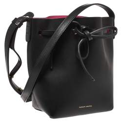 Mansur Gavriel Black Leather Mini Drawstring Bag