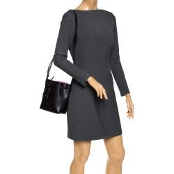 Mansur Gavriel Black Leather Mini Drawstring Bag